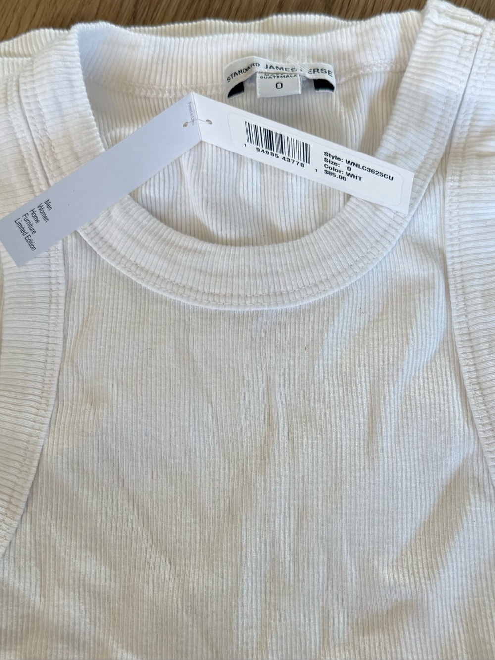 NWT James Perse cotton cutaway ribbed tank size 0 - Picture 4 of 4